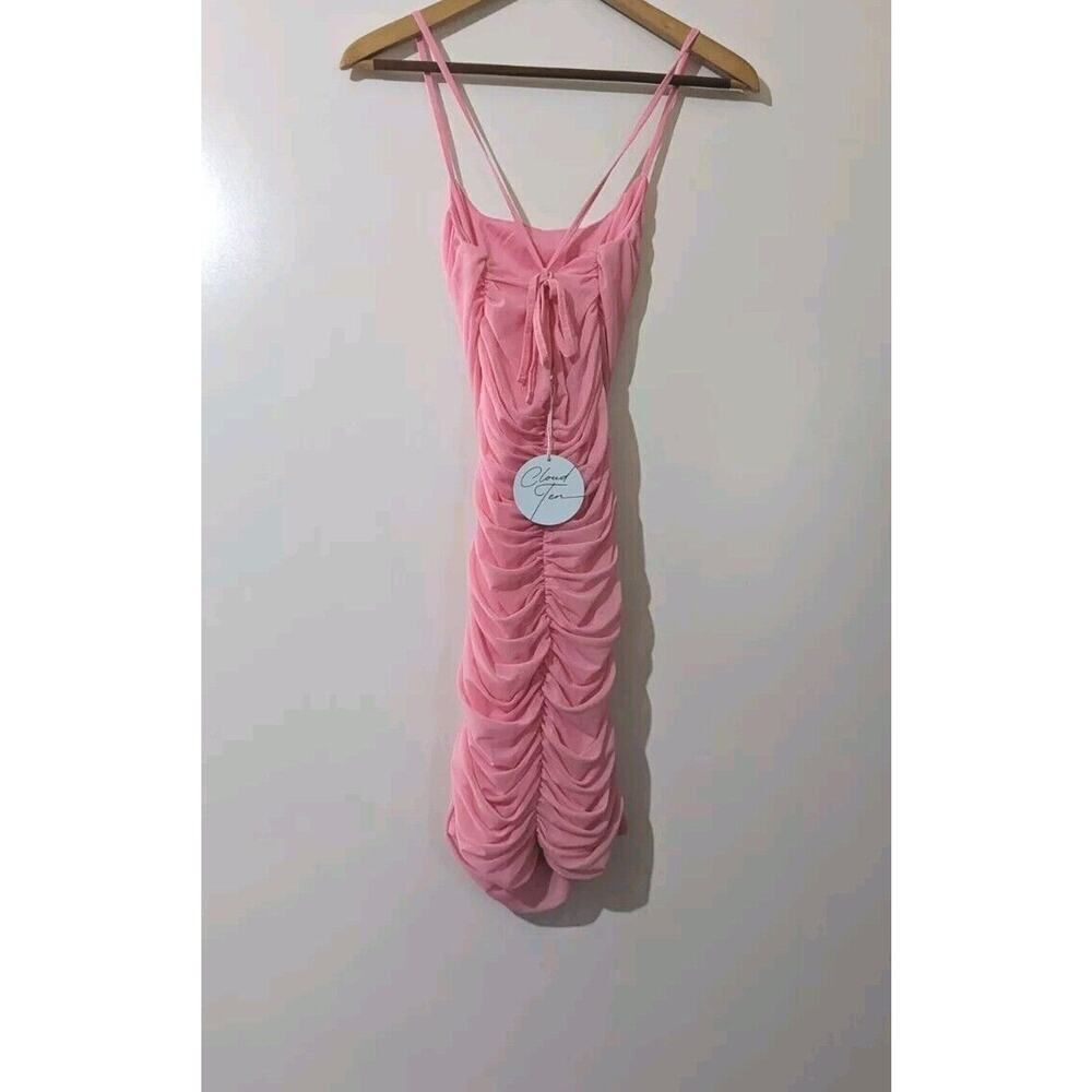 Cloud Ten Pink Mesh Ruched Body on Mini Dress NWT Size Small O - Picture 5 of 6